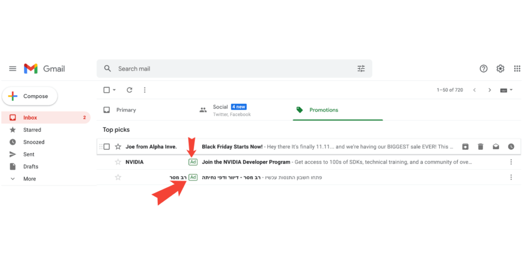 Google ads on gmail